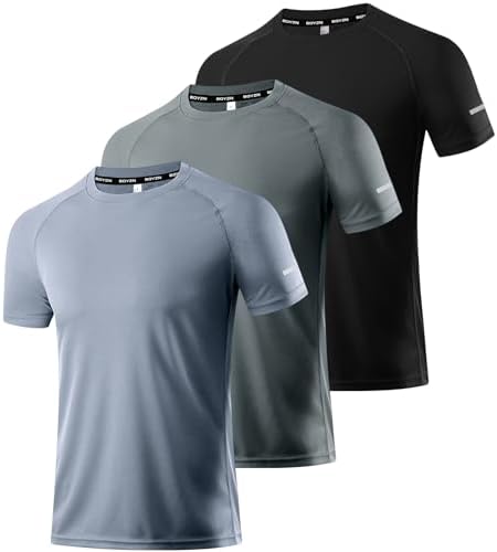 Boyzn 1, 3, 5 or 7er Pack Sport Tshirts Herren Kurzarm T-Shirts Funktionsshirt Laufshirt Schnelltrocknend Atmungsaktive Sport Shirt Sommer Fitnessshirt Trainingsshirt für Running W