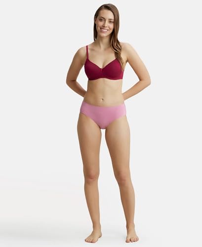 Image of Jockey FE23 Women Wirefree Padded Super Combed Cotton Elastane Stretch Medium Coverage T-Shirt Bra with Detachable Straps