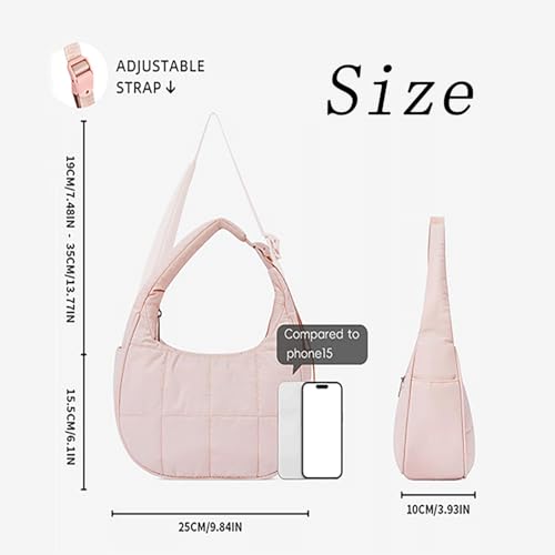 Bloomrs Bag, Bloomrs Puffer Crescent Bag for Women - Quilted Nylon Shoulder Purse, Adjustable Strap Lightweight Handbag4