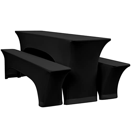 Beautissu Comfort XS Gestoffeerd Bierbank-kussen & Tafelkleed, 3-delig Biertentgarnituur Set Voor Biertafels Van 50 Cm 3 Delig Set Antraciet