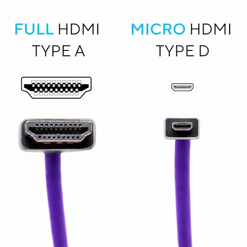 Image of KONDOR BLUE X Gerald Undone | MK2 HDMI to Micro HDMI Thin Short Coiled Braided Cable for On-Camera Monitors, Capture Cards + More | 4K /60hz | 18Gbps 3D HDR MetaData | Limited Edition Purple