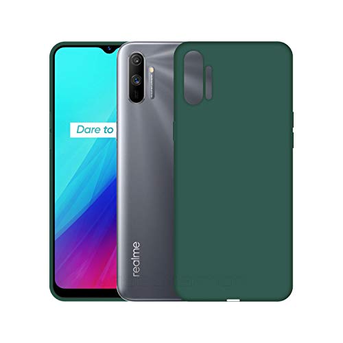 Image of Case Creation Luxurious OG Series for Realme C3 Case Cover,Anti-Dirty Slim Case Frosted Matte Cute Candy TPU Raised Bezel (Splash of Color) Back Cover for RealmeC3 -Lake Green