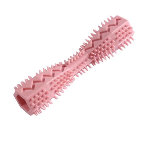 Cepillo de dientes para perros, juguete para masticar, de goma suave, punto de limpieza de dientes, masaje, pasta de dientes para mascotas, suministros molares (rosa)