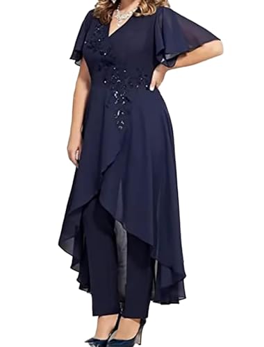 Chiffon Beaded Pantsuits for Women 2 Pieces Mother of The Bride Dresses V Neck Pant Suits for Weeding4