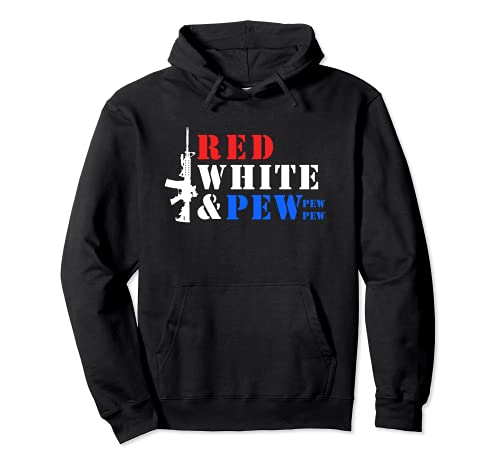 2A 2nd Amendment - Roja y Blanco Pew Pew Pew - Pro Gun Gift Sudadera con Capucha