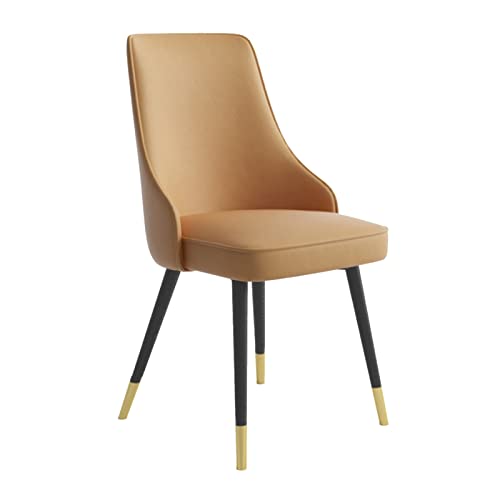 SJIALEN 1 Pcs Dining Chairs, with Metal Legs PU Leather Water Proof Living Room Side Chairs Kitchen Lounge Counter Chairs Kitchen Chair (Color : Light Coffee, Size : Black Gold feet)