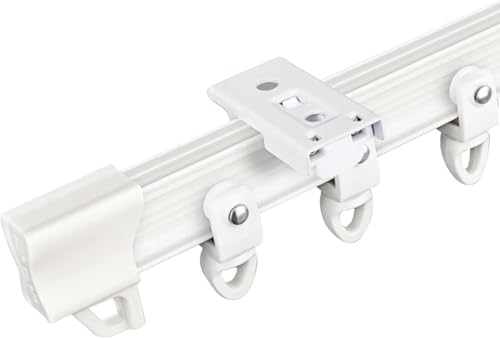 Rail de rideau coulissant flexible de plafond et tringle à rideau de douche blanche
