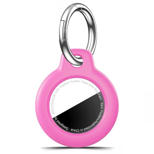 Image of MOLOSLEEVE Case for AirTag 2nd Gen (2026) & 1st Gen, Shockproof Holder Anti-Scratch Protective Cover for Air Tags, Men's Women's Keyrings & Keychains for Keys, Luggage, Bags, Rose Red