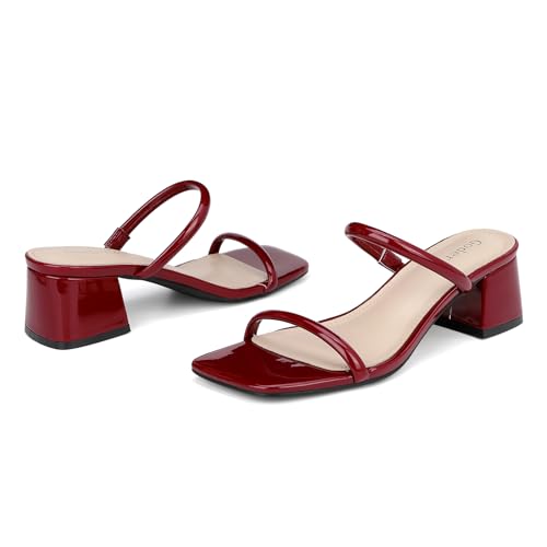 Image of Goderci Women's Chunky Block Low Heeled Sandals | 2 Strap, Square Open Toe, Slip On, Mule Heels