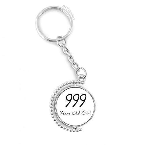 Porte-clés rotatif multicolore fille 999 ans 3x9 cm avec anneau métallique robuste