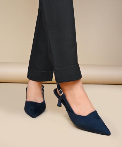 Image of JM LOOKS Elegant Pointed Toe Slingback Kitten Heels Fashionable Sandals for Modern Women