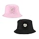 SUNTRADE Unisex Fischerhut, doppelseitig, bestickt, Sommer, Reisen, Strand, Sonnenblende, Outdoor, verstaubare Kappe, Pink-Schwarz, M/L