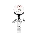 Stéthoscope médical vétérinaire avec bobine rétractable pour badge - Cadeau vétérinaire pour étudiant ou vétérinaire, Small, Métal,