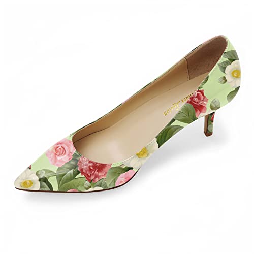 Reindee Lusion Womens Low Kitten Comfortable High Heels Music Note Printed Closed Toe Sexy Pumps Shoes2