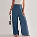 Blue Linen Pants Women Summer Drawstring Palazzo Lounge Pants Hippie Clothes Travel Trousers for Women Fashion Work Clothes Ropa de Verano para Mujer 2026