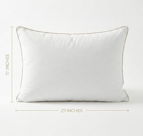Image of VAS COLLECTIONS Cloud Cotton Pillows Set of 2 | Soft Fluffy Adjustable Sleeping Pillows 27x16 Inch | White | Piping Edges | Bed Pillow for Neck Support & Comfort (2, Pack of 2)