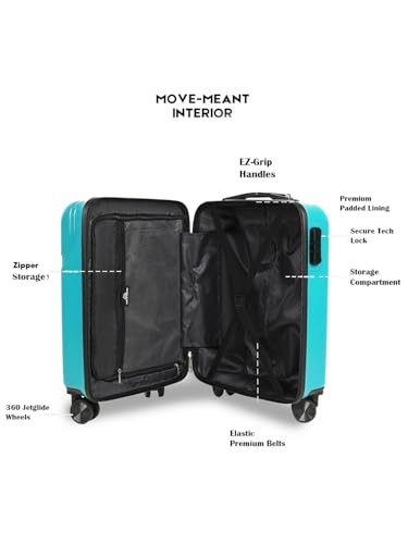 Image of Move-Meant VOYAGEWARE Small Cabin & Medium Check-in Suitcase | 55 Cm & 66 Cm | 360 Degree 8 Wheels Number Lock Polycarbonate S.Green Trolley Bag | Luggage for Travel - Pack of 2