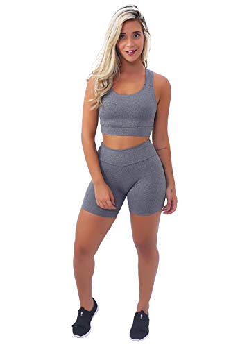 KIT 5 Conjuntos Fitness Feminino Short e Top Cropped Cruzado Roupas Para Academia Ginástica Atacado