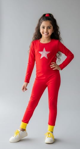 Image of Kids Full Body Unitard for Girls and Boys | Nylon Spandex One Piece Outfit | Flexible Dancewear Costume for Gymnastics Ballet Yoga Training Activities | Red
