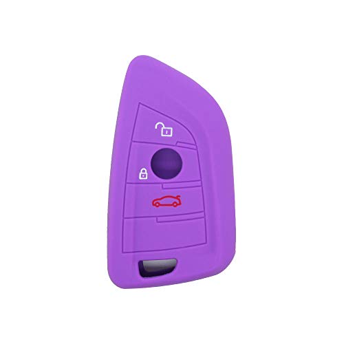 BROVACS Silicone Cover Protector Case Holder Skin Jacket Compatible with BMW X5 X6 X1 5 7 Series 3 Button Smart Remote Key Fob CV9906 Purple - Image 2