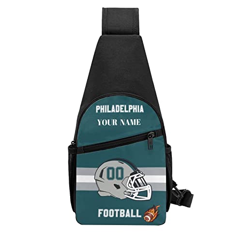 VANCIPO Philadelphia Sling Bag for Men Women Custom Name and Number Crossbody Bag Crossbody Sling Backpack Shoulder Chest Bag Travel Hiking Daypack for Outdoor Travel Sports