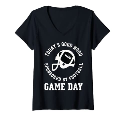 Mujer El buen humor de hoy patrocinado por la camiseta de fútbol superior, día del juego Camiseta Cuello V