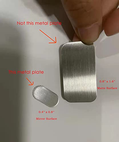Image of Mini Metal Plates for Magnetic Mount, Wall, Phone Holder, Case, Magnet, Crafts, DIY. Kit of 32 Silver Small 0.4 inch x 0.8 inch Iron Discs with 3M Adhesive Backing. Steel Replacement Sticker Set 32 Pack