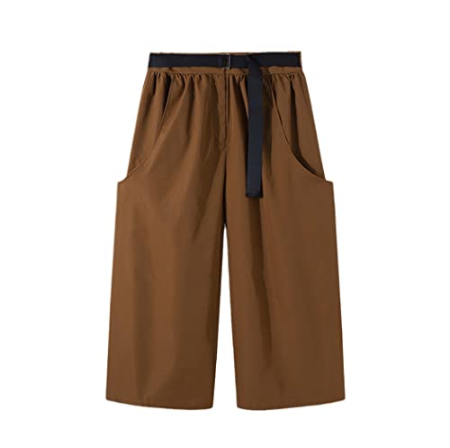 Pantalon large pour homme avec poches surdimensionnées et ceinture casual