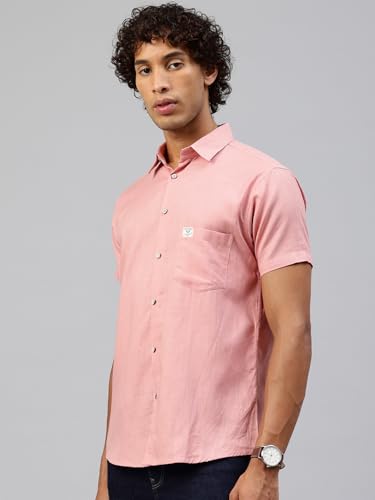 Image of Majestic Man Men Slim Fit Pure Cotton Solid Half Sleeve Casual Shirt