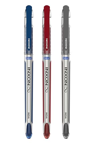Image of Doms INXON Jar | Soft Rubbeer Grip Pen |0.7mm Point Size | Jar Of 20 pc |Blue-15,Black -3, Red-2