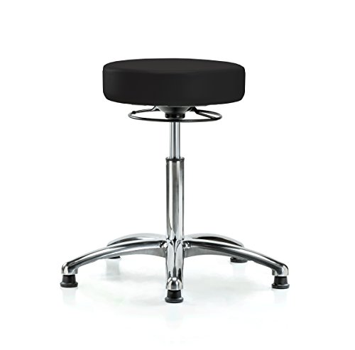 Image of Perch Chrome Medical Stool, 360 Ring, Glides, 20.5 inch-28 inch, Black Vinyl