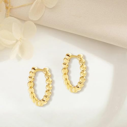 18K Gold Huggie Hoop Earrings Gold Plated Simple Studs for Women Hypoallergenic Lightweight Jewelry for Teen3