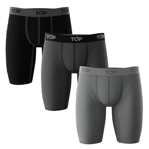 TOP - Men's Cotton Blend Boxer Long - Pack of 3 - Soft, Breathable Fabric for All-Day Comfort