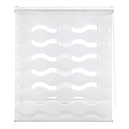 Estoralis JEOR | Estor Enrollable Noche y Dia Diseño Moderno | Doble Tejido | Color Blanco | 105 x 180 cm (Ancho/Alto) Tamaño Tela 102 x 175 cm | Estores para Ventanas y Puertas