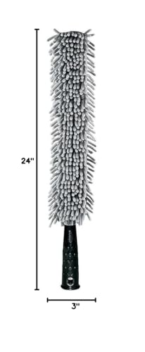 Image of Libman Commercial 585 Flexible Microfiber Duster, Polypropylene Handle, 24 inch x 3 inch Head, Screw-On or Handheld (Pack of 6), Black