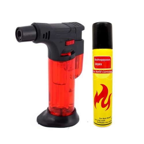 Image of Jet Flame Gas Lighter Windproof Refillable Torch Lighter with Adjustable Flame for Outdoor and Indoor Use- Multicolour- Plastic (Lighter + 1 Refill)