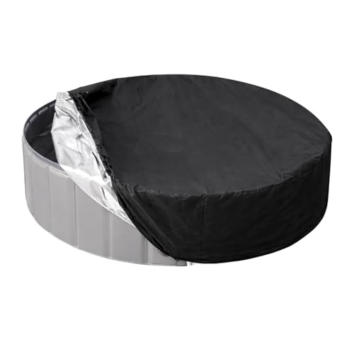Swimming Pool Cover Plastic Paddling Pool Accessory Rectangular Paddling Hot Tub Lid 122 Cm Diameter 30 Cm Height Black