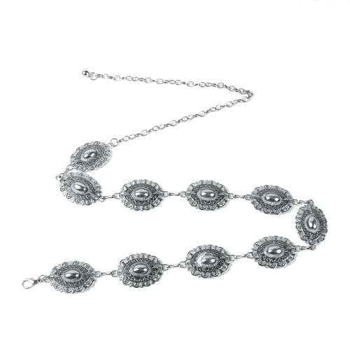 Vintage Women Waist Chain Vintage Thin Waist Belt With Carved Flower Buckle Decorative Women Metal Waist Chain