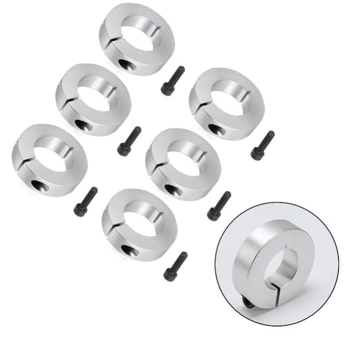 Vibsky Paquete de 6 anillos de ajuste de 20 mm con tornillos M5, diámetro exterior de 40 mm, 12 mm de grosor, cierres de eje de aleación de aluminio para ingeniería, karts y carros de mano