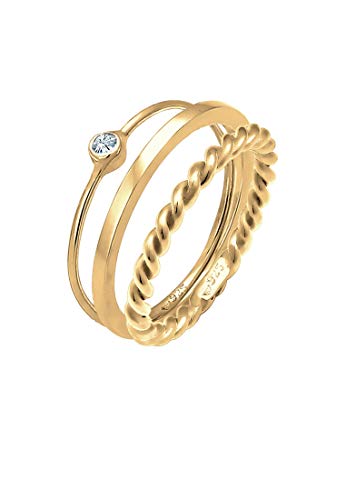 Preisvergleich Produktbild Elli Ring Damen Ringset Solitär Swarovski Kristalle in 925 Sterling Silber