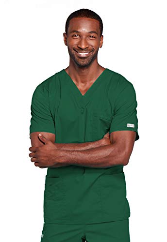 Image of Cherokee Scrubs for Men & Women V-Neck Scrub Top with 4 Pockets, Cotton Blend Soft Stretchy Easy Care Nursing Uniform - 4725
