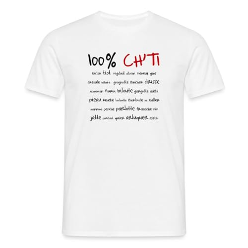 Spreadshirt Langue Picard 100% Ch'ti T-Shirt Homme, S, Blanc