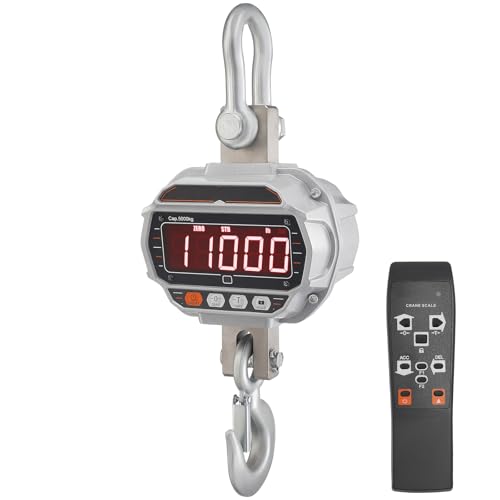 Happybuy Digital Crane Scale, 11000 lbs/5000 kg, Industrial Heavy Duty Hanging Scale with Remote Control, Cast Aluminum Case & LED Screen, High Precision for Construction, Factory, Farm