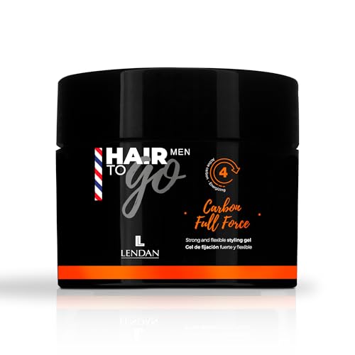 LENDAN - Gel Fijador de Pelo - Hair To Go Men Carbon Full Force - 200 ml - con Carbón Vegetal Activo - Fijación Fuerte y Flexible - Efecto Mojado - Larga Duración - Cuidado Capilar
