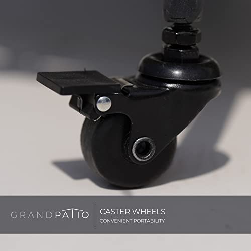 Grand Patio Colosseum Indoor & Outdoor All-Weather Wicker 2-Tier Storage Side Table With Wheels - Round End Coffee Table With Steel Frame And Glass Top - Natural #TOP6