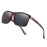 NIEEPA Men's Driving Sports Polarized Sunglasses Square Wayfarer Fashion Glasses(GlossyLeopard Frame/Grey Lens)