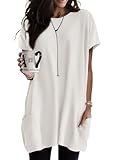 Dokotoo Womens Oversized Tshirts Shirt for Women Spring Summer 2025 Dressy Casual Tops Crewneck T Shirts Loose Fit Short Sleeve Shirts Tunics or Tops to Wear with Leggings White Shirts for Women XL