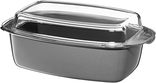 WMF Fusiontec Bräter, rechteckige Form, 32 x 21 cm, perfektes Braten, homogene Kochergebnisse, kratzfest, einfache Reinigung, backofengeeignet, Multifunktionsdeckel, Platinum,