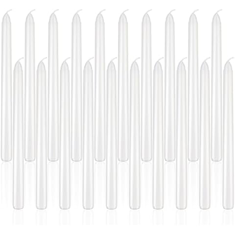 10 Inch White Taper Candles, 20 Pack Unscented Candlesticks for Wedding Christmas Seasonal Celebration and Daily Home Decoration Cover