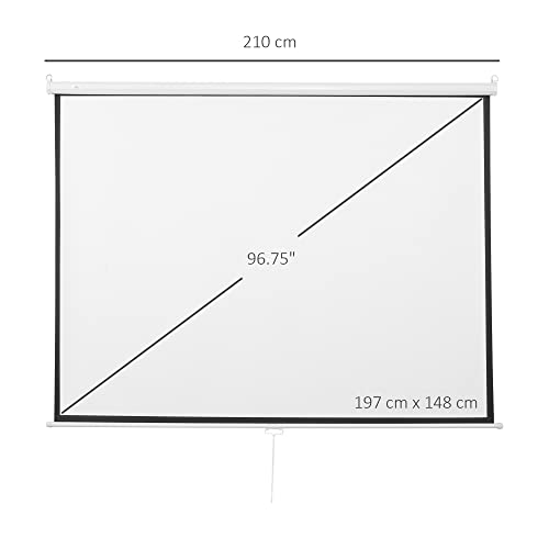 HOMCOM Schermo di Proiezione 100 Pollici Regolabile Ottimo Contrasto Tessuto Metallo 203 x 152 cm Bianco Nero